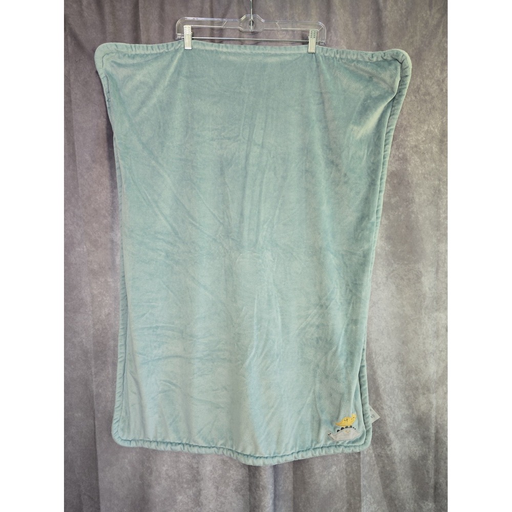 Carter's Blue / Sea green Plush Baby Receiving Blanket  Dinosaurs